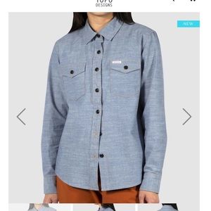 NWT topo designs chambray long sleeve shirt RED